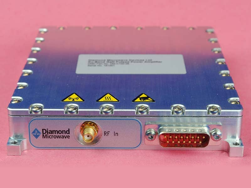 The DM-SC100-02 is a 2-6GHz 100W GaN SSPA. This compact, lightweigh, high-power amplifier delivers >100W pulsed/CW (+50dBm) with 60dB linear gain. 28v PSU.